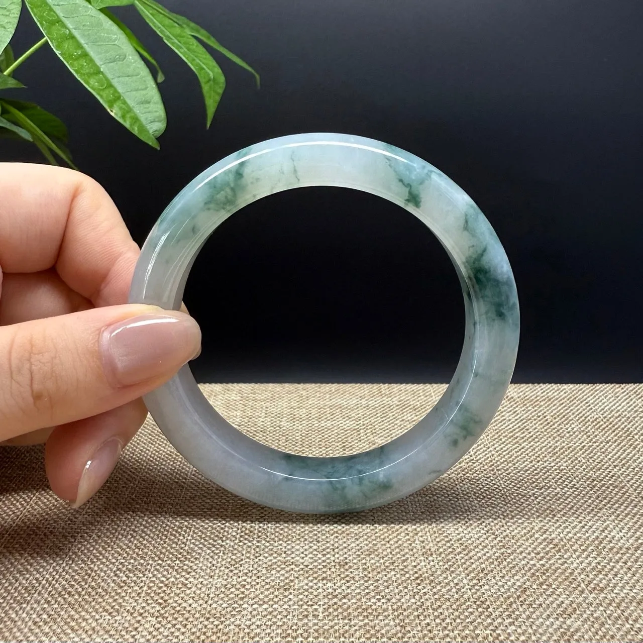 Genuine Burmese Icy Blue Jade Jadeite Bangle Bracelet ( 59.6mm )