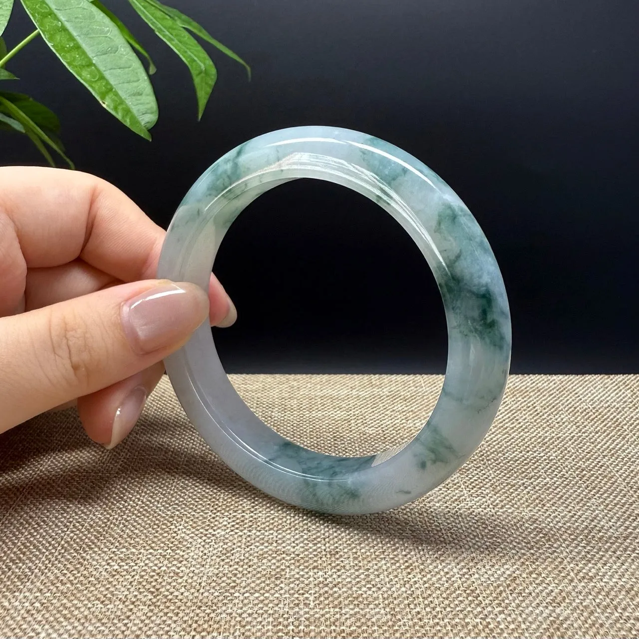 Genuine Burmese Icy Blue Jade Jadeite Bangle Bracelet ( 59.6mm )