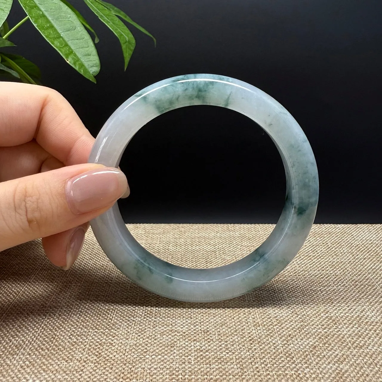 Genuine Burmese Icy Blue Jade Jadeite Bangle Bracelet ( 59.6mm )