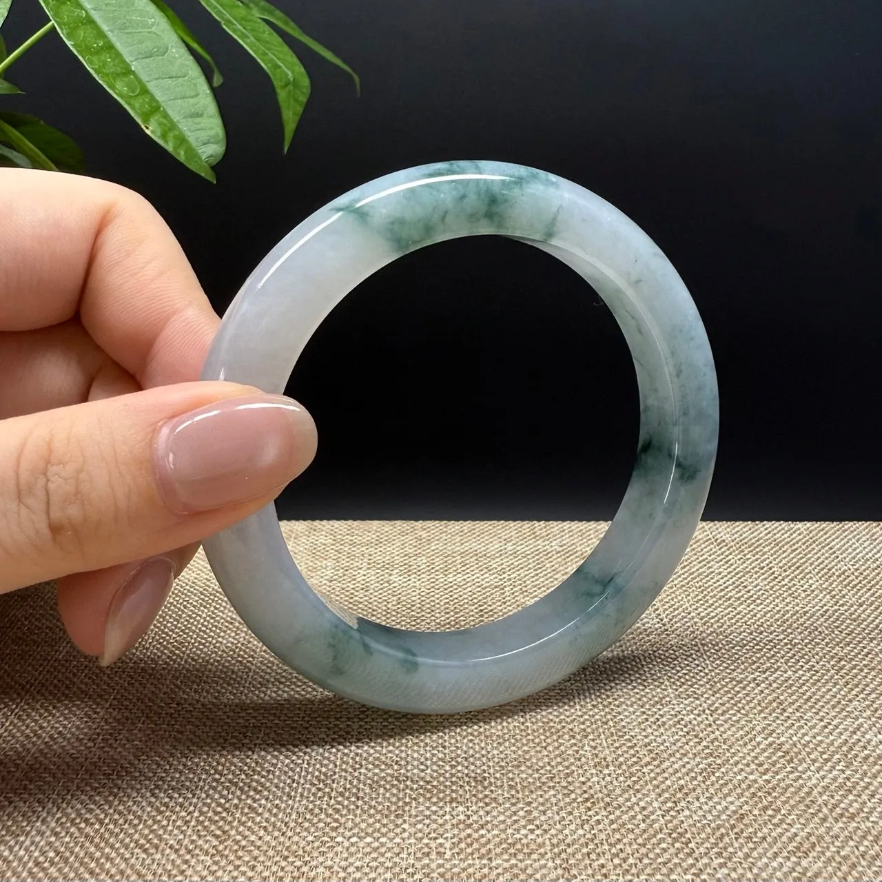 Genuine Burmese Icy Blue Jade Jadeite Bangle Bracelet ( 59.6mm )