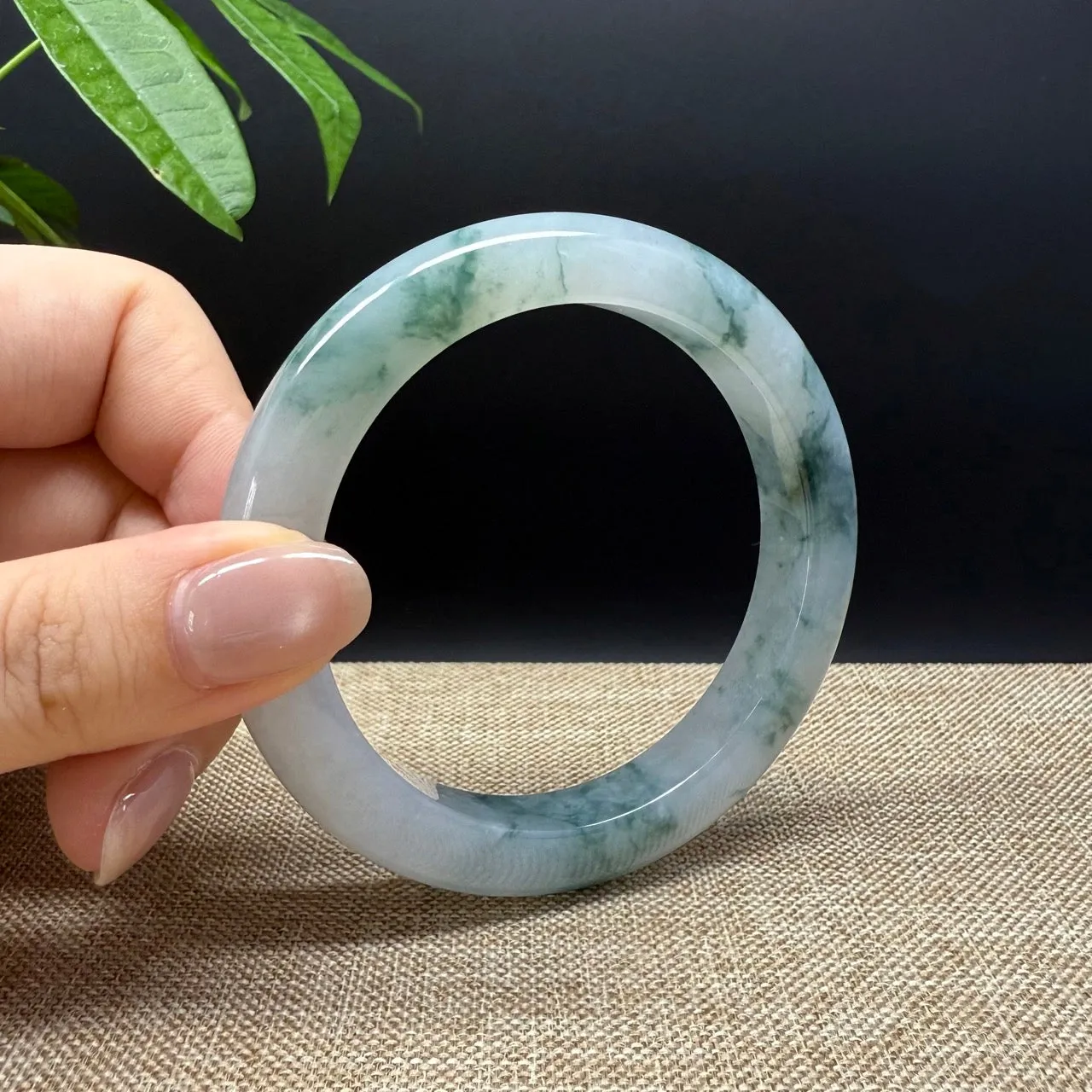 Genuine Burmese Icy Blue Jade Jadeite Bangle Bracelet ( 59.6mm )