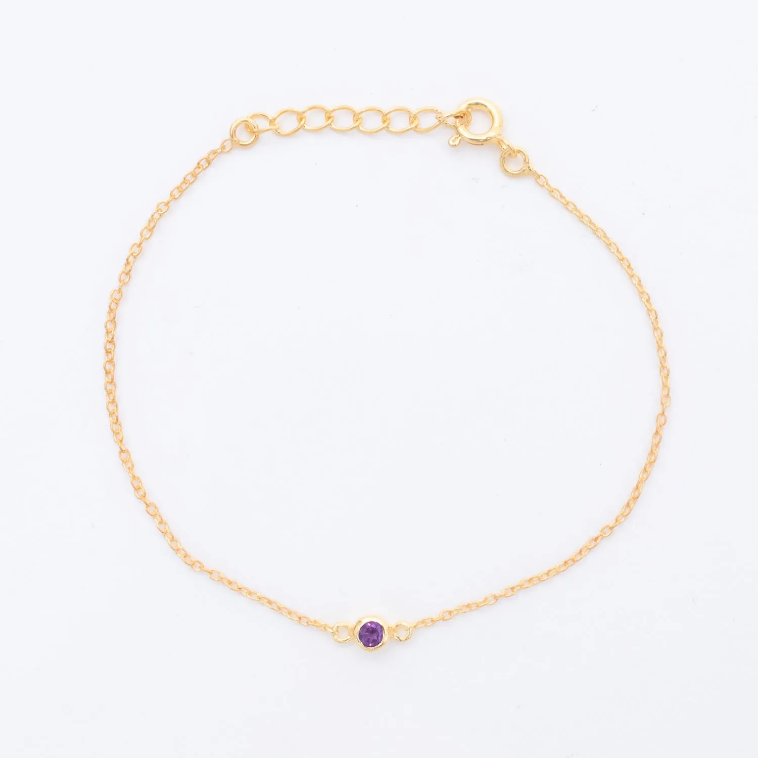 Gold Vermeil Amethyst Solitaire Bracelet