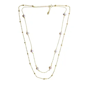 Gold Vermeil Double Strand Necklace with Freshwater Pearls