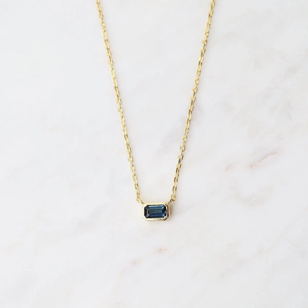 Gold Vermeil Octagon London Blue Topaz Necklace