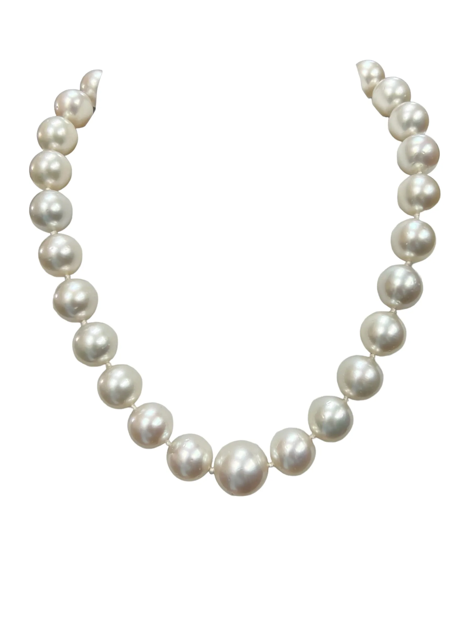 Graduated South Sea Pearl Diamond Platinum Necklace