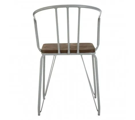 Grey Metal And Elm Wood Arm Chair