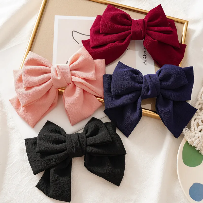 Hair Ring Ladies Hairpin Three-Layer Bow Spring Clip