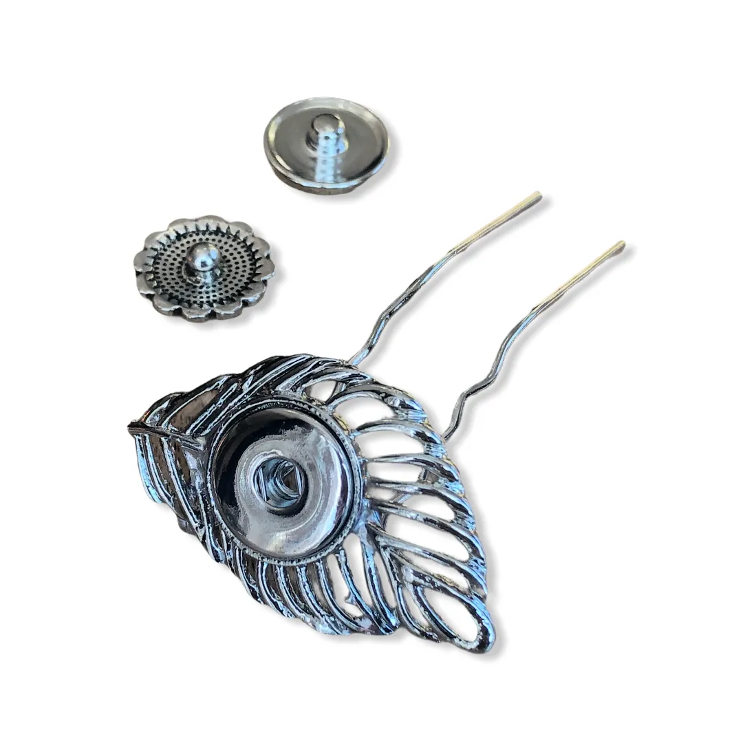 Hairfork  Leaf - Hairaccessories - incl. 3 gratis buttons naar keuze