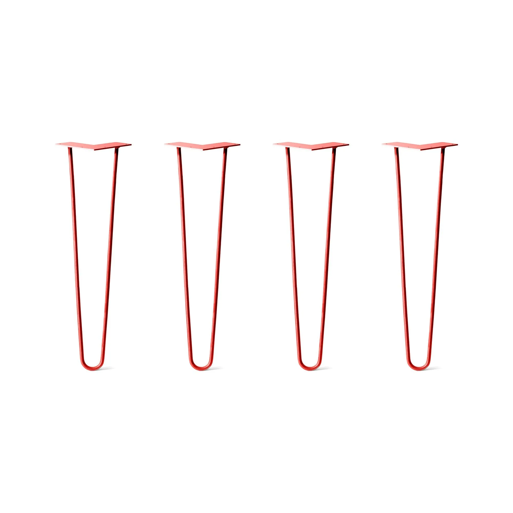 Hairpin Legs Set of 4, 2-Rod Design - Orange-Red Powder Coated Finish