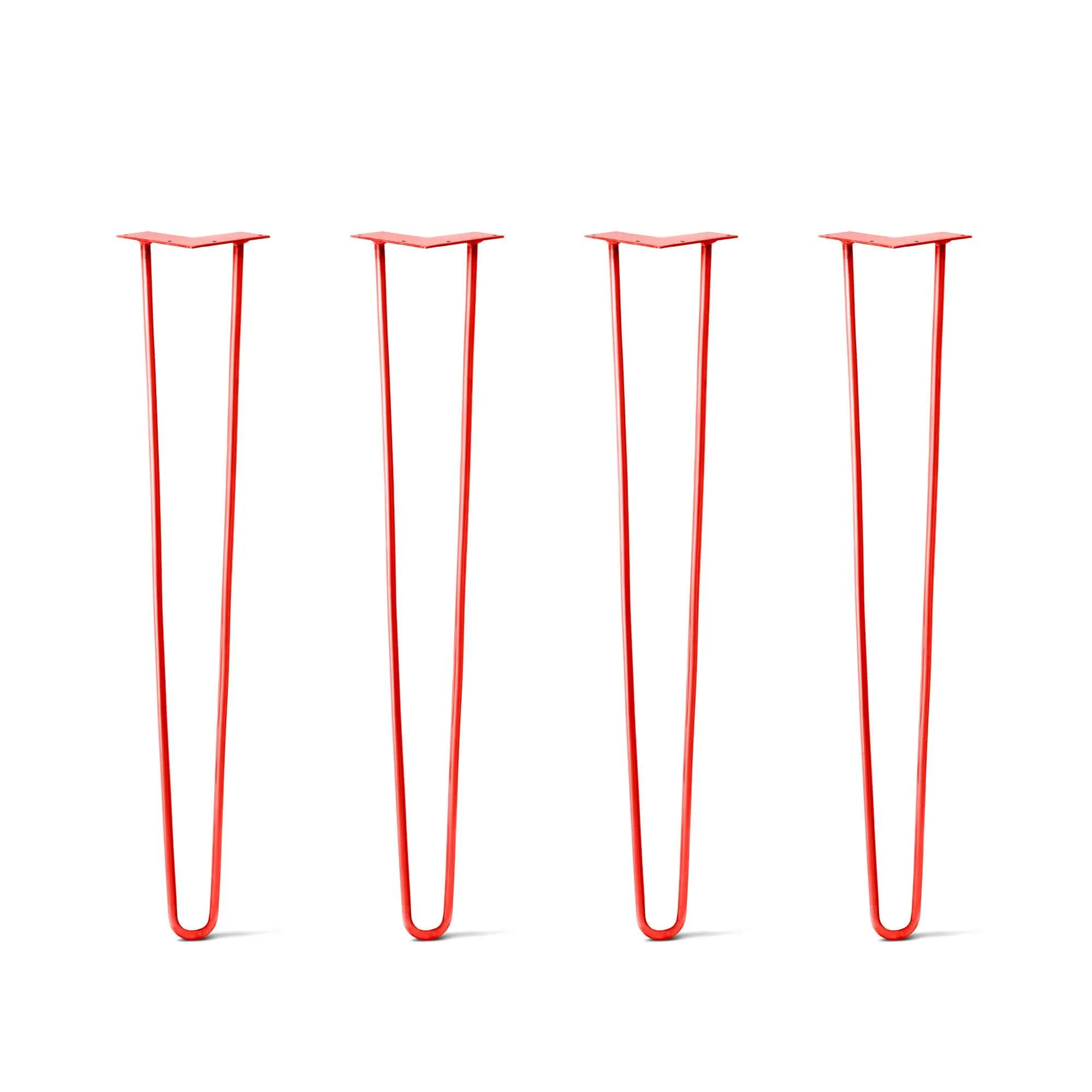 Hairpin Legs Set of 4, 2-Rod Design - Orange-Red Powder Coated Finish