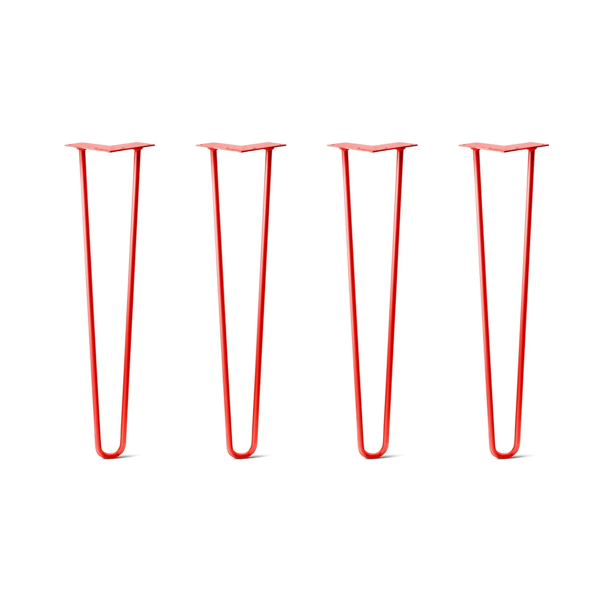 Hairpin Legs Set of 4, 2-Rod Design - Orange-Red Powder Coated Finish