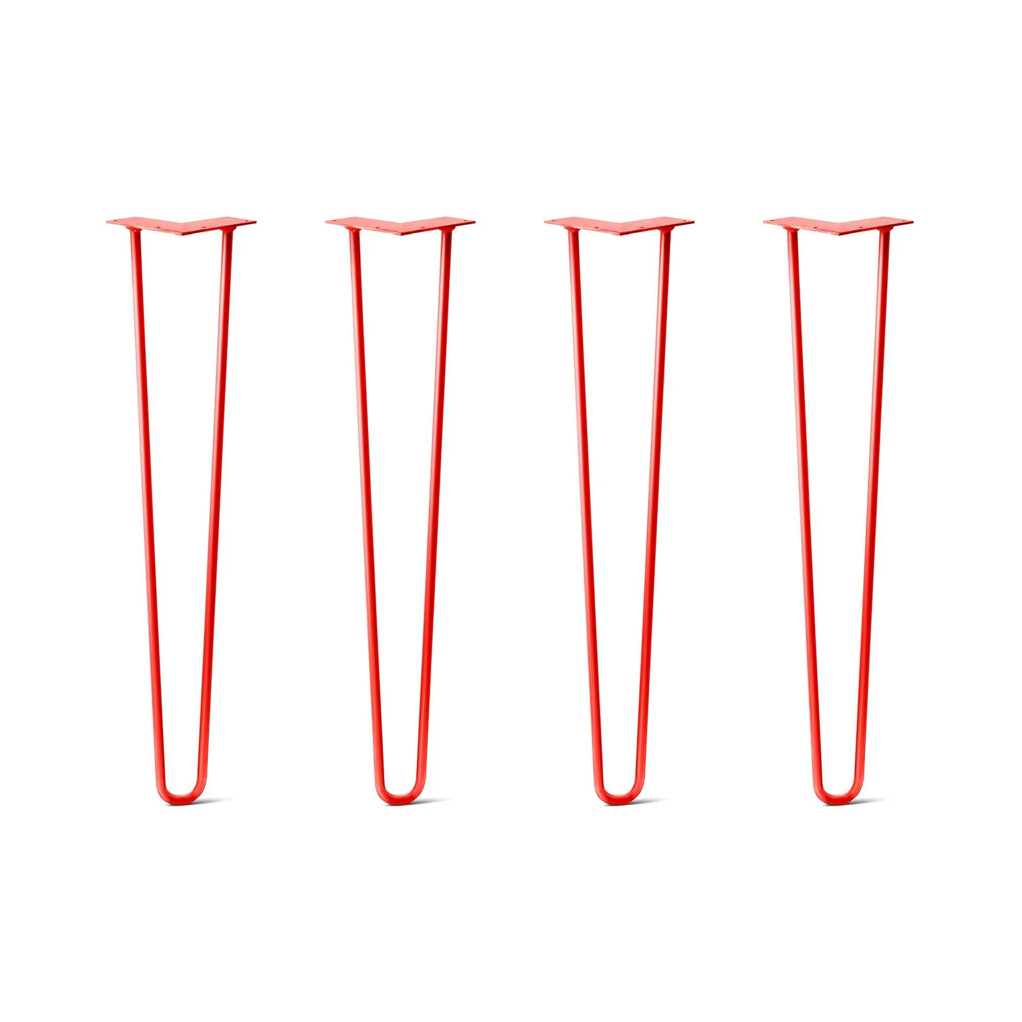 Hairpin Legs Set of 4, 2-Rod Design - Orange-Red Powder Coated Finish