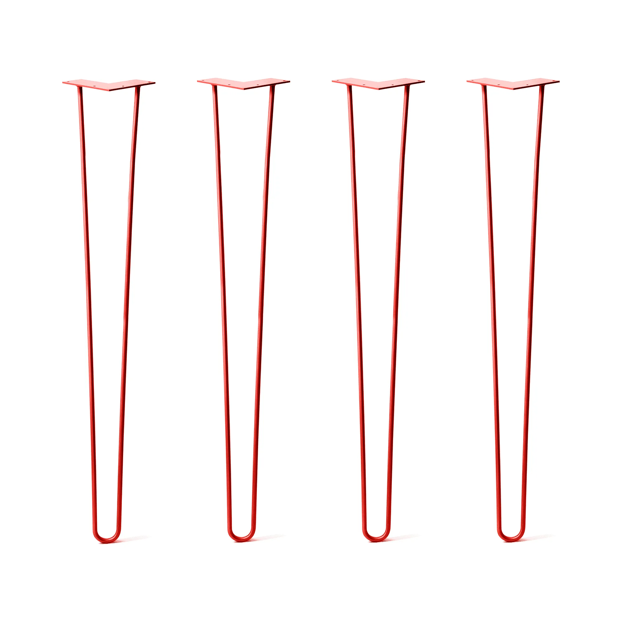 Hairpin Legs Set of 4, 2-Rod Design - Orange-Red Powder Coated Finish