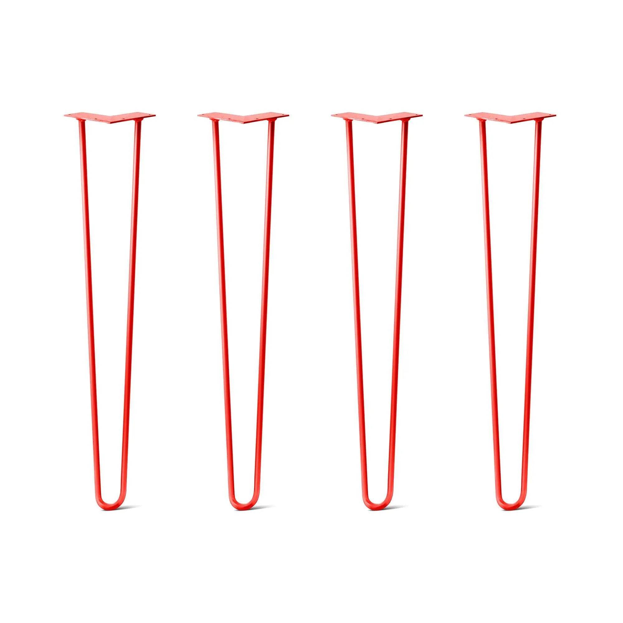 Hairpin Legs Set of 4, 2-Rod Design - Orange-Red Powder Coated Finish