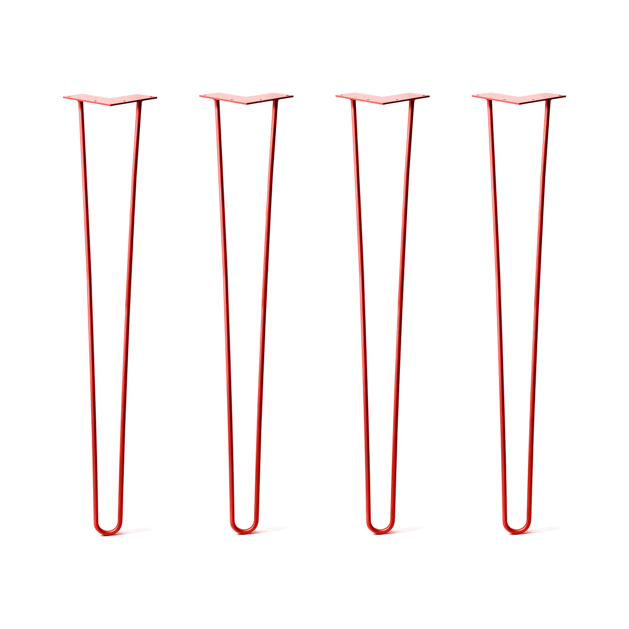 Hairpin Legs Set of 4, 2-Rod Design - Orange-Red Powder Coated Finish