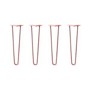 Hairpin Legs Set of 4, 2-Rod Design - Orange-Red Powder Coated Finish