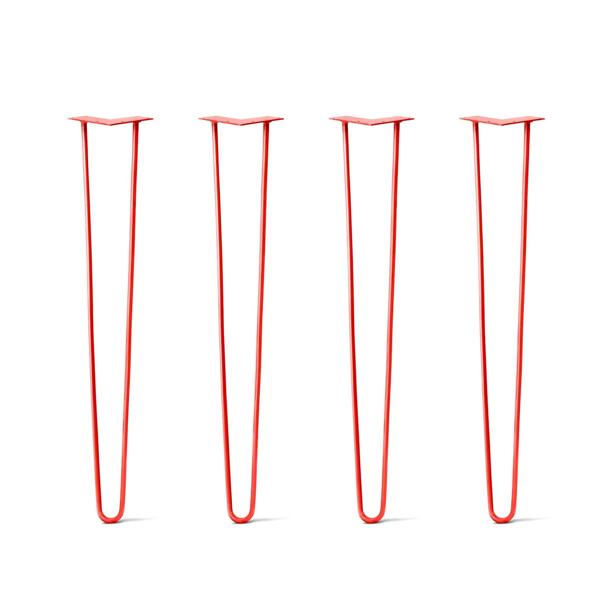 Hairpin Legs Set of 4, 2-Rod Design - Orange-Red Powder Coated Finish