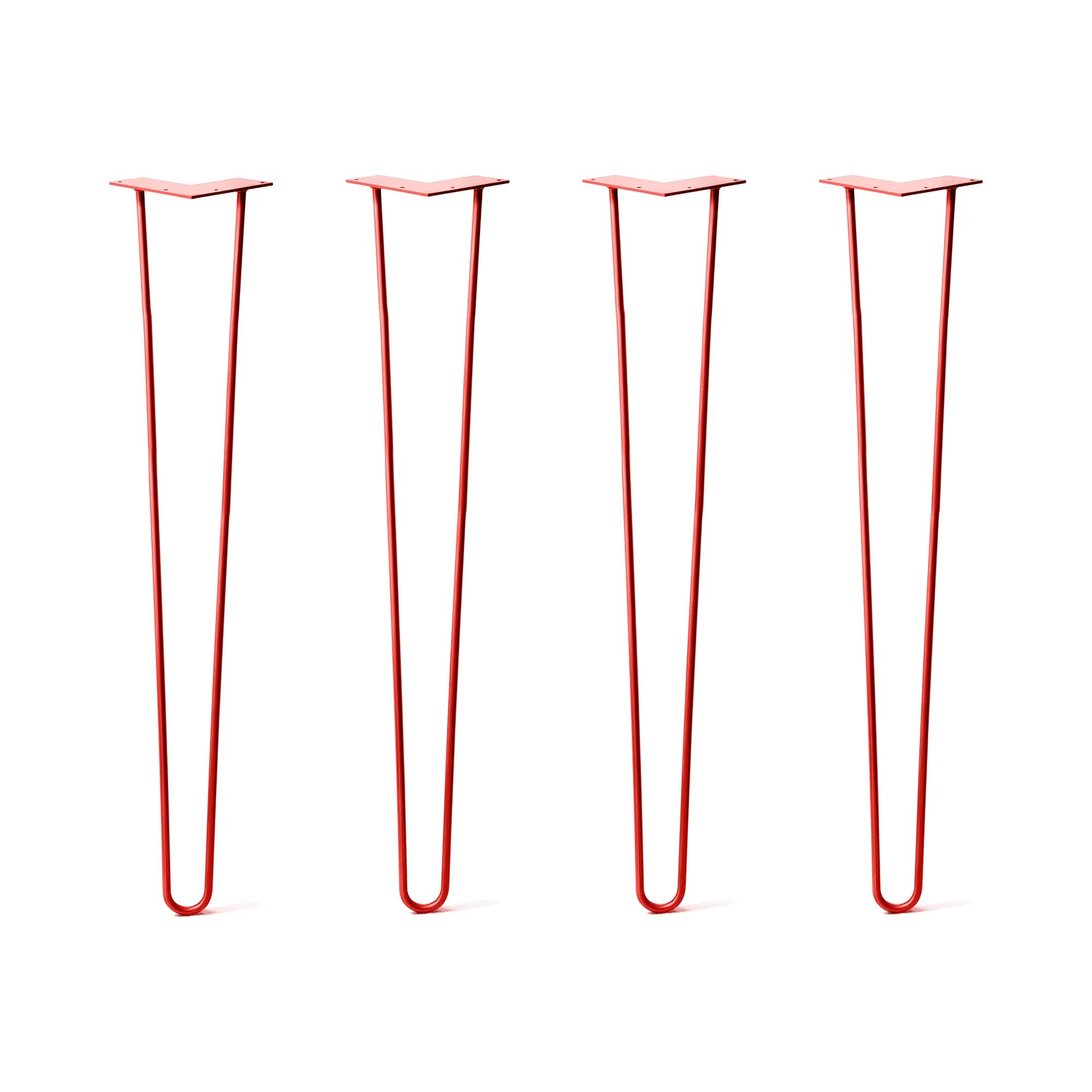 Hairpin Legs Set of 4, 2-Rod Design - Orange-Red Powder Coated Finish