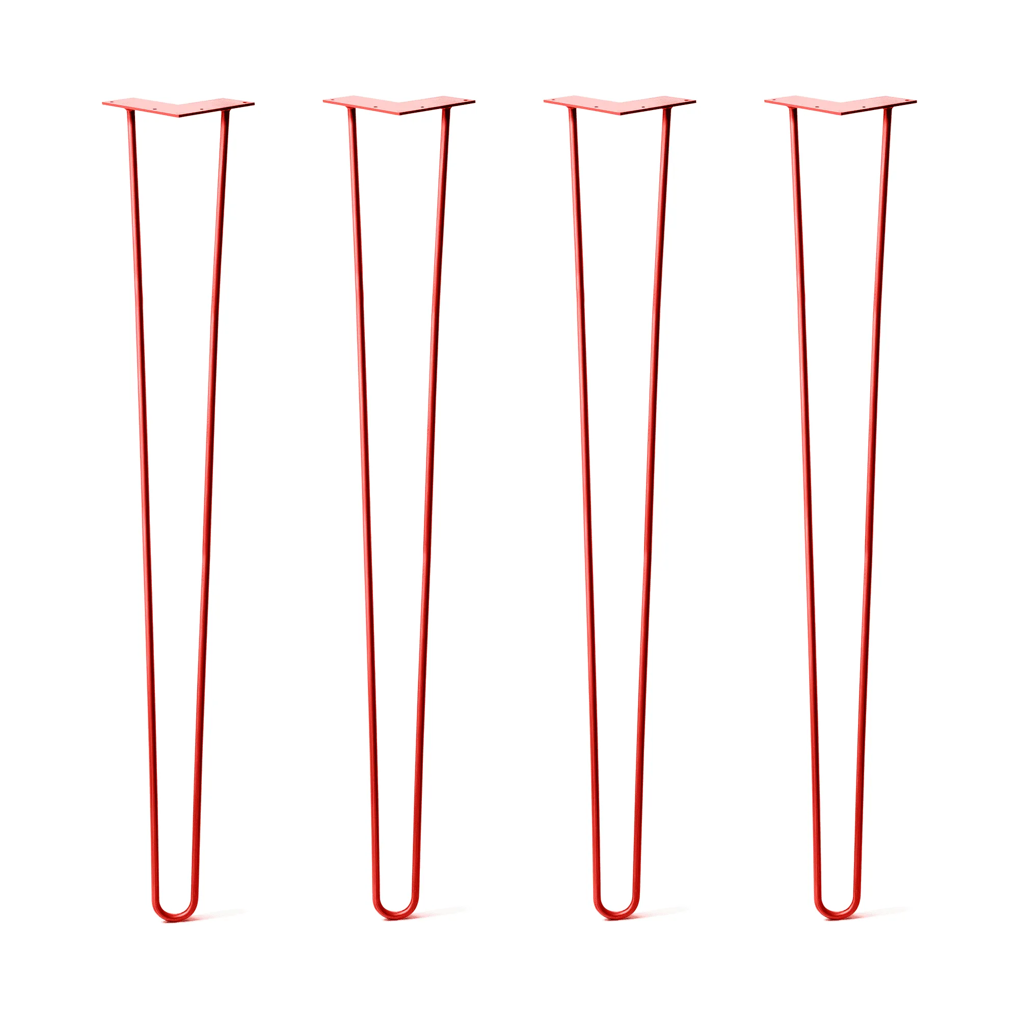 Hairpin Legs Set of 4, 2-Rod Design - Orange-Red Powder Coated Finish