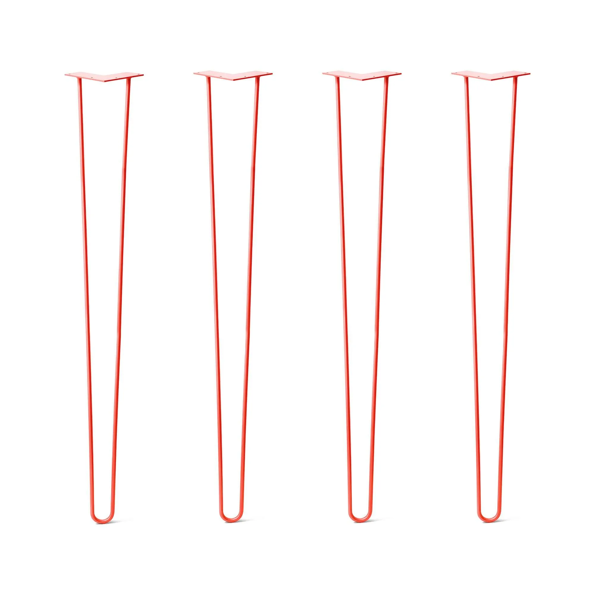 Hairpin Legs Set of 4, 2-Rod Design - Orange-Red Powder Coated Finish