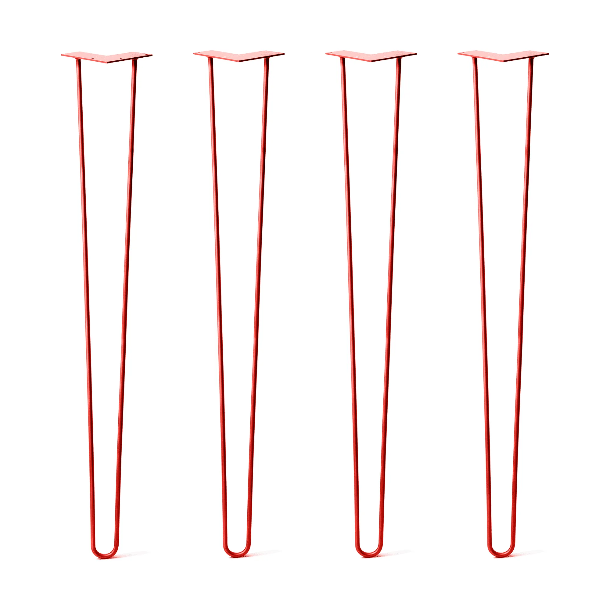 Hairpin Legs Set of 4, 2-Rod Design - Orange-Red Powder Coated Finish