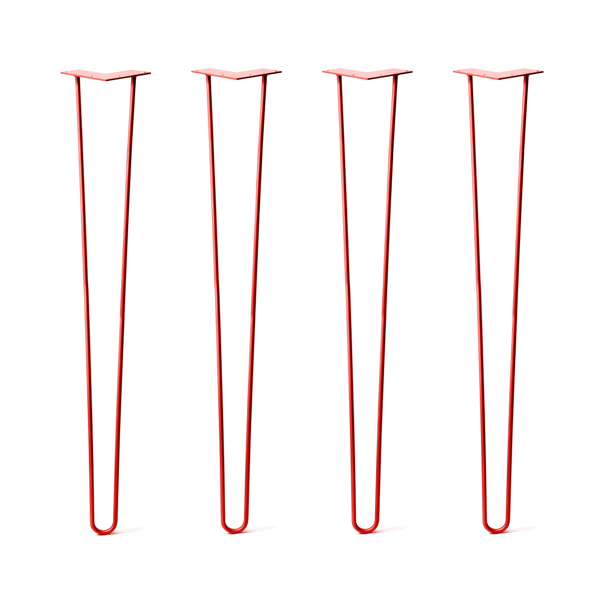 Hairpin Legs Set of 4, 2-Rod Design - Orange-Red Powder Coated Finish