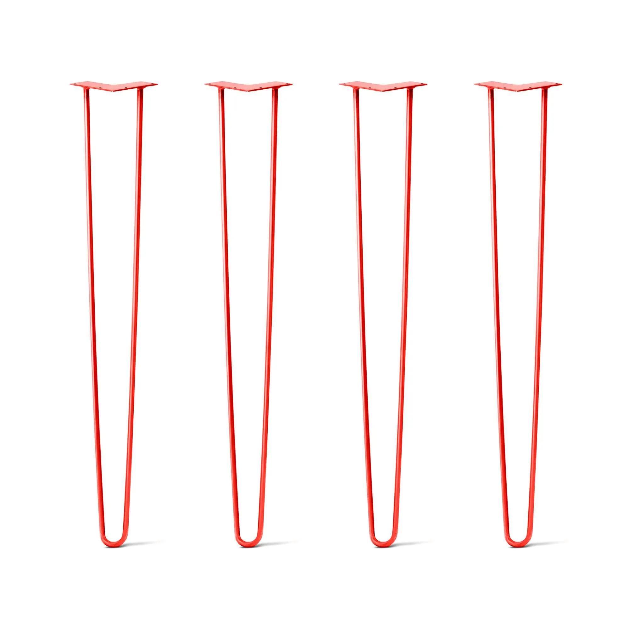 Hairpin Legs Set of 4, 2-Rod Design - Orange-Red Powder Coated Finish