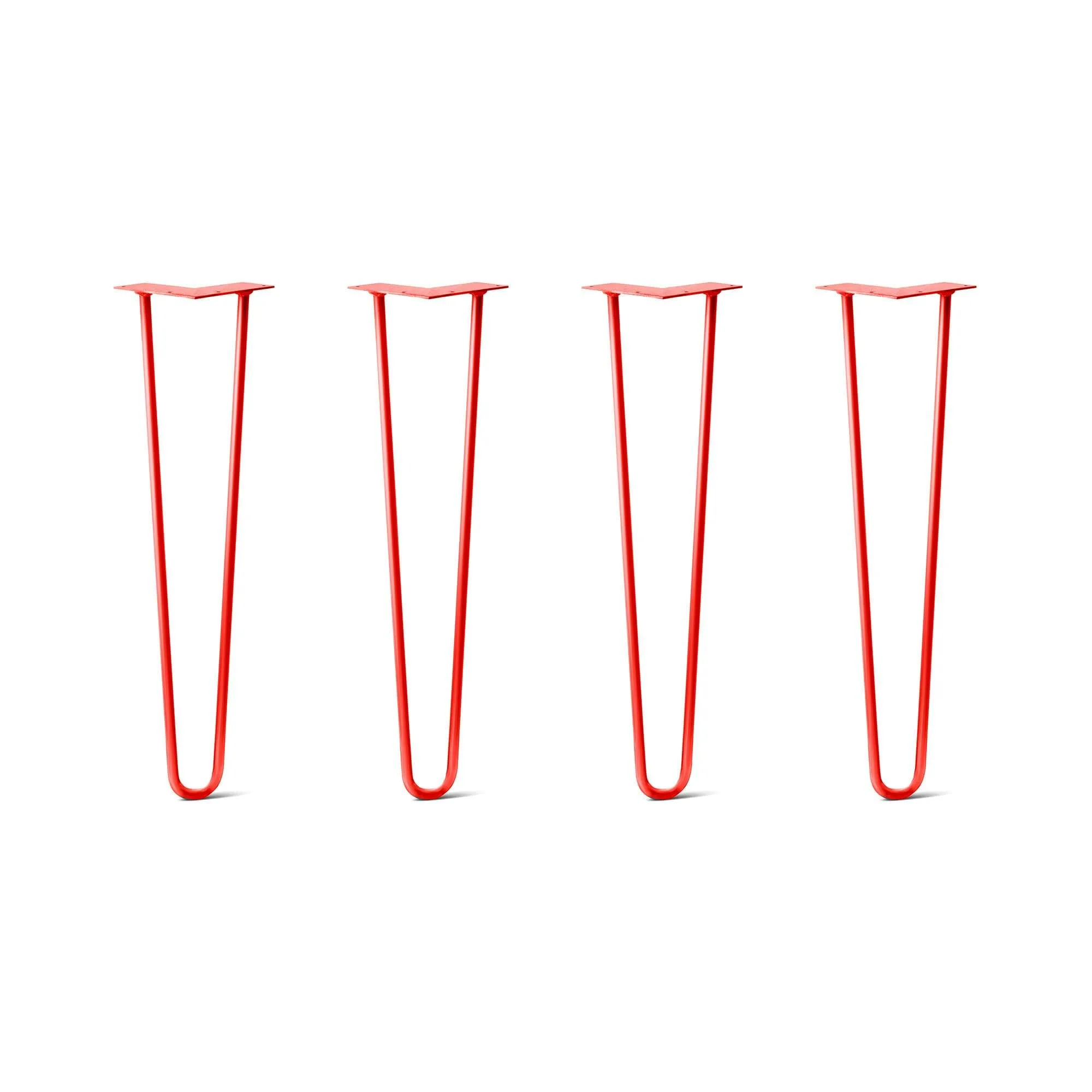 Hairpin Legs Set of 4, 2-Rod Design - Orange-Red Powder Coated Finish