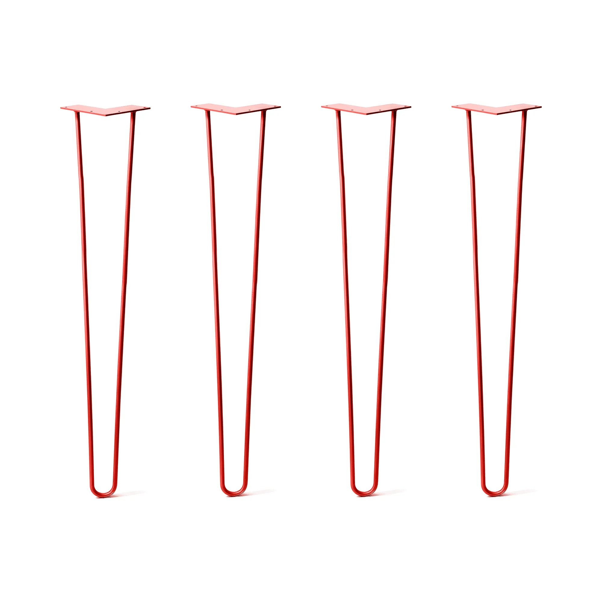 Hairpin Legs Set of 4, 2-Rod Design - Orange-Red Powder Coated Finish