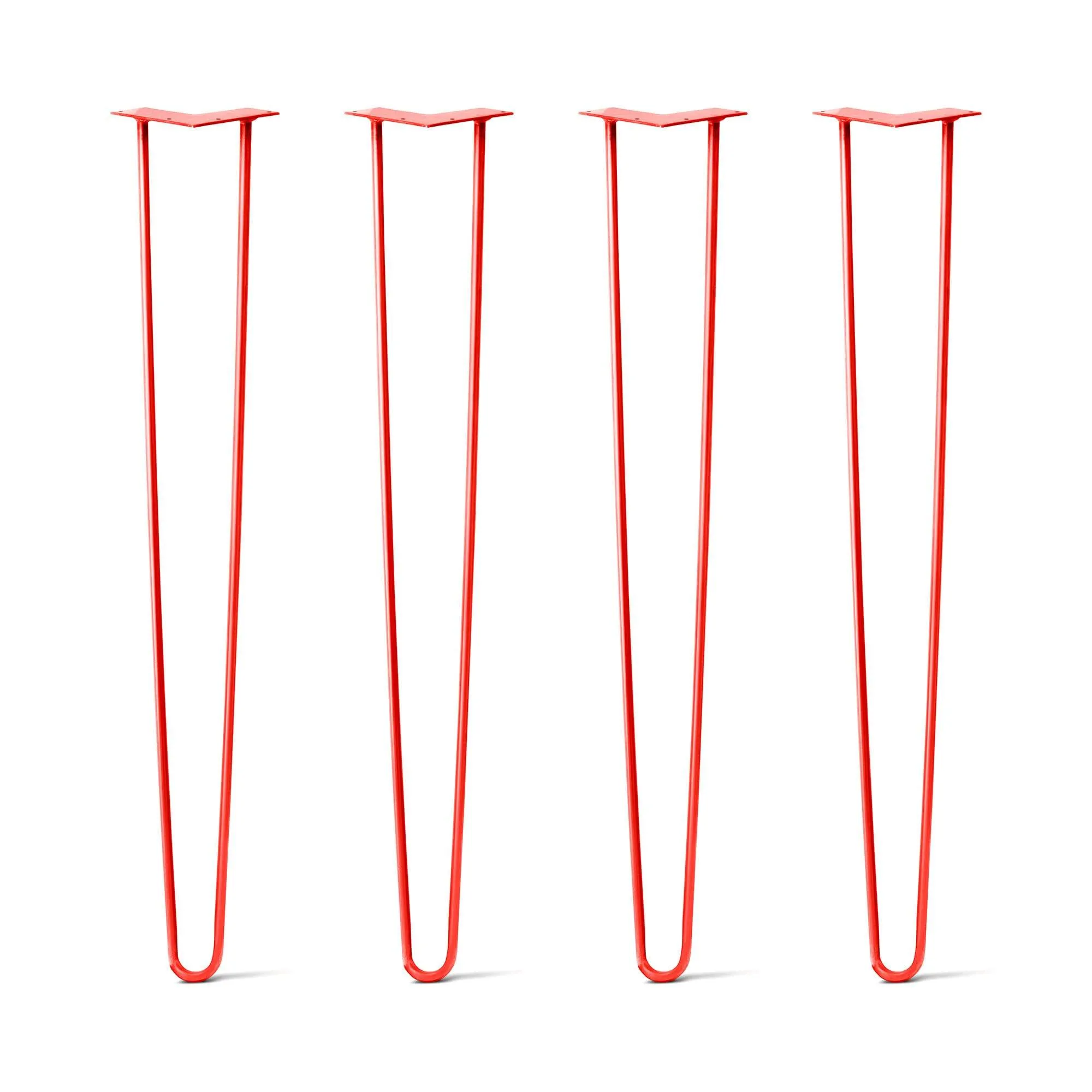 Hairpin Legs Set of 4, 2-Rod Design - Orange-Red Powder Coated Finish