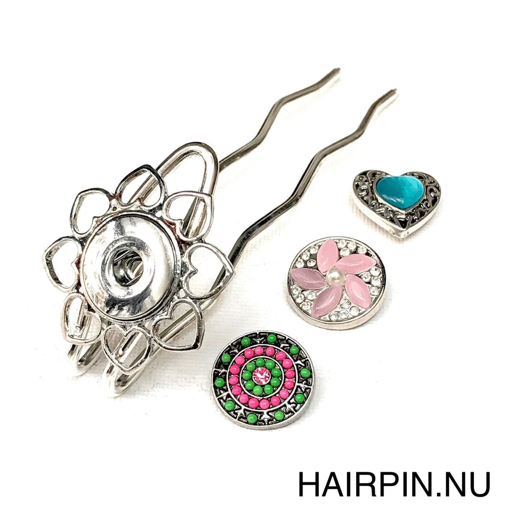 Hairpin Love - HAIRACCESSOIRE - incl. 3 gratis clickbuttons naar keuze