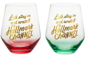 Hallmark Channel Let's Stay In Stemless Wine Glasses, Set of 2