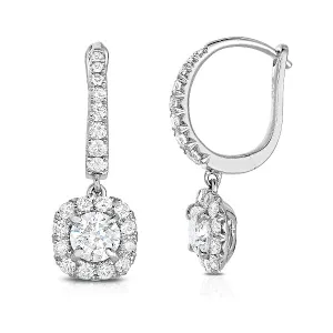 Halo Diamond Dangle Earrings