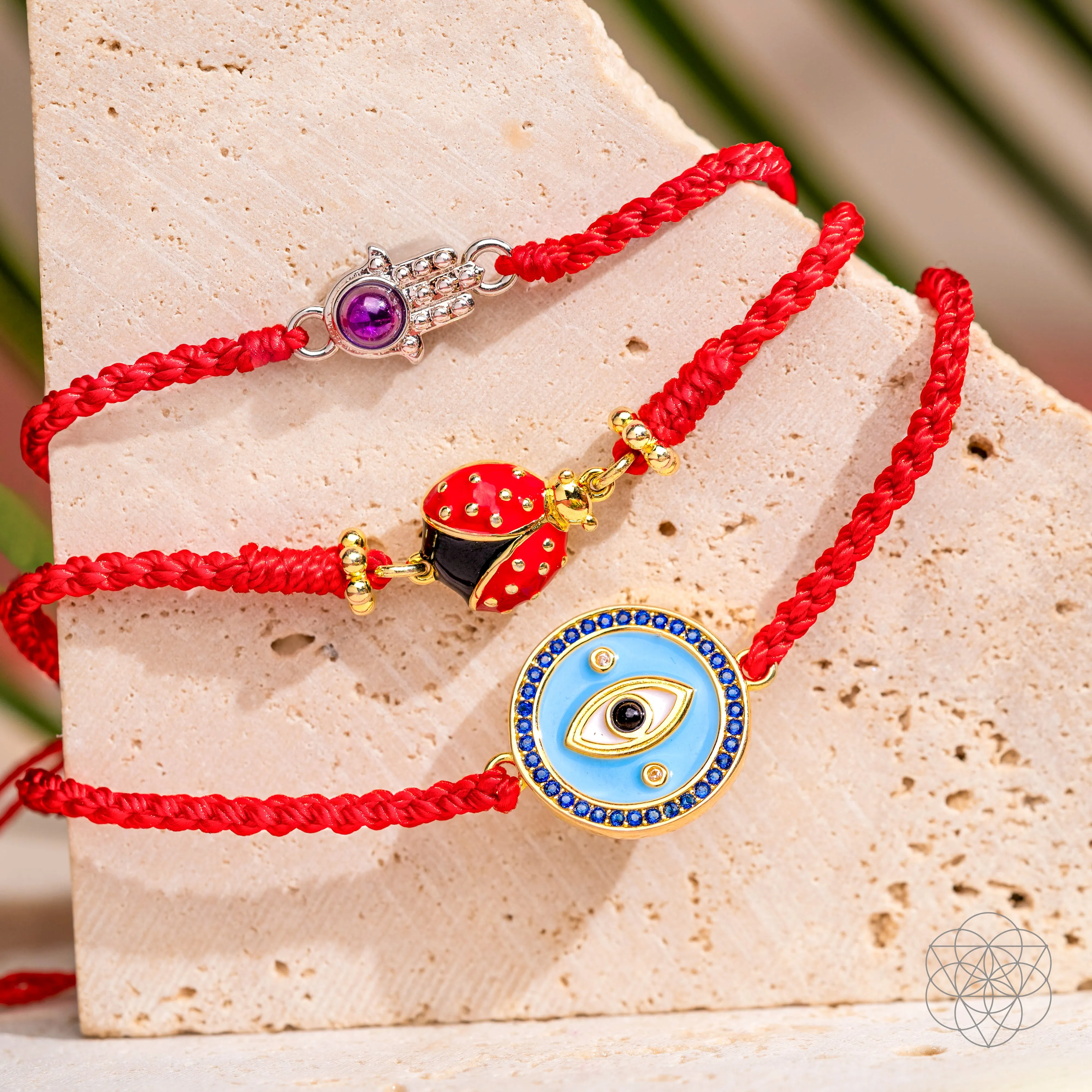 Hamsa Hand of Protection - Four-Strand Red String Bracelet