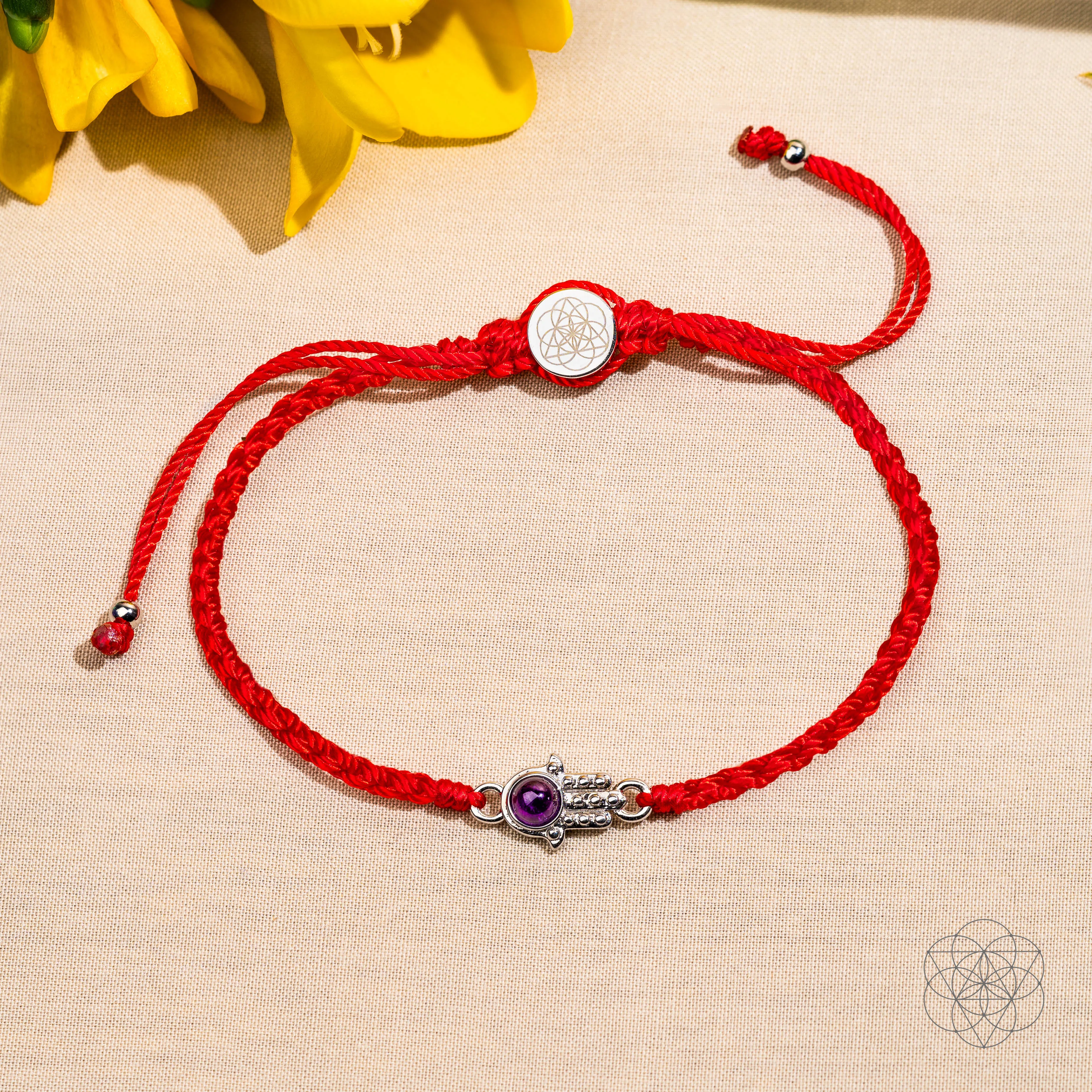 Hamsa Hand of Protection - Four-Strand Red String Bracelet