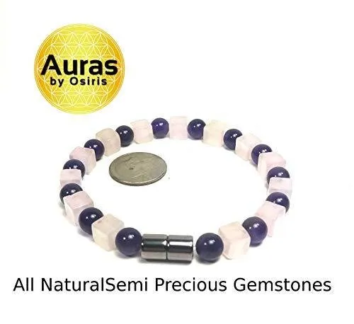 Handmade Rose Quartz Amethyst Bracelet - Empath Protection Bracelet For Children