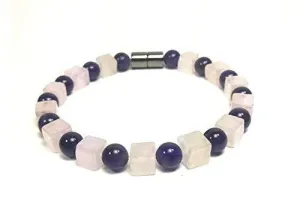 Handmade Rose Quartz Amethyst Bracelet - Empath Protection Bracelet For Children