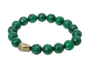 Holly Zaves Green Forest Beaded Bracelet with Gold Nugget