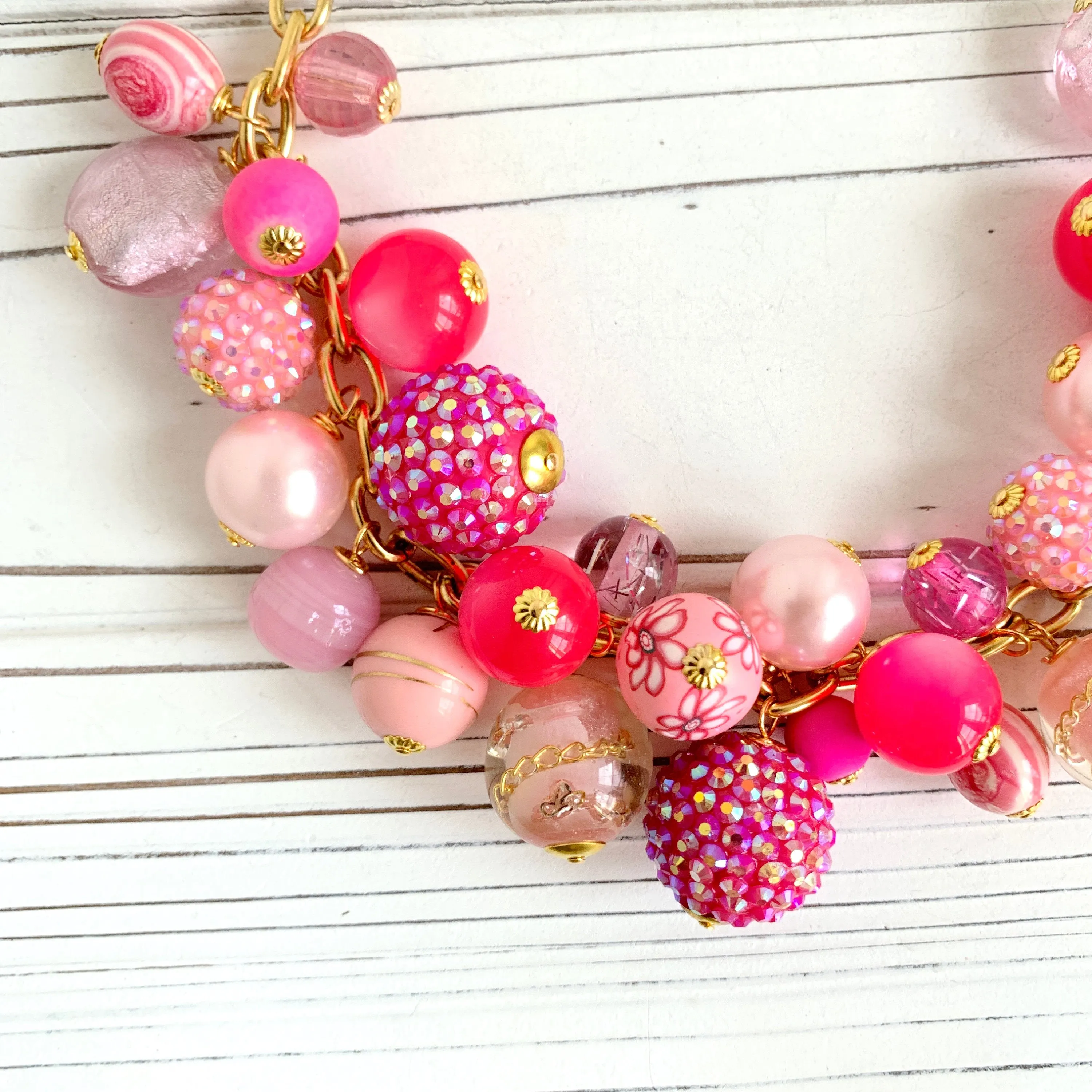 Hot Pink Beaded Necklace