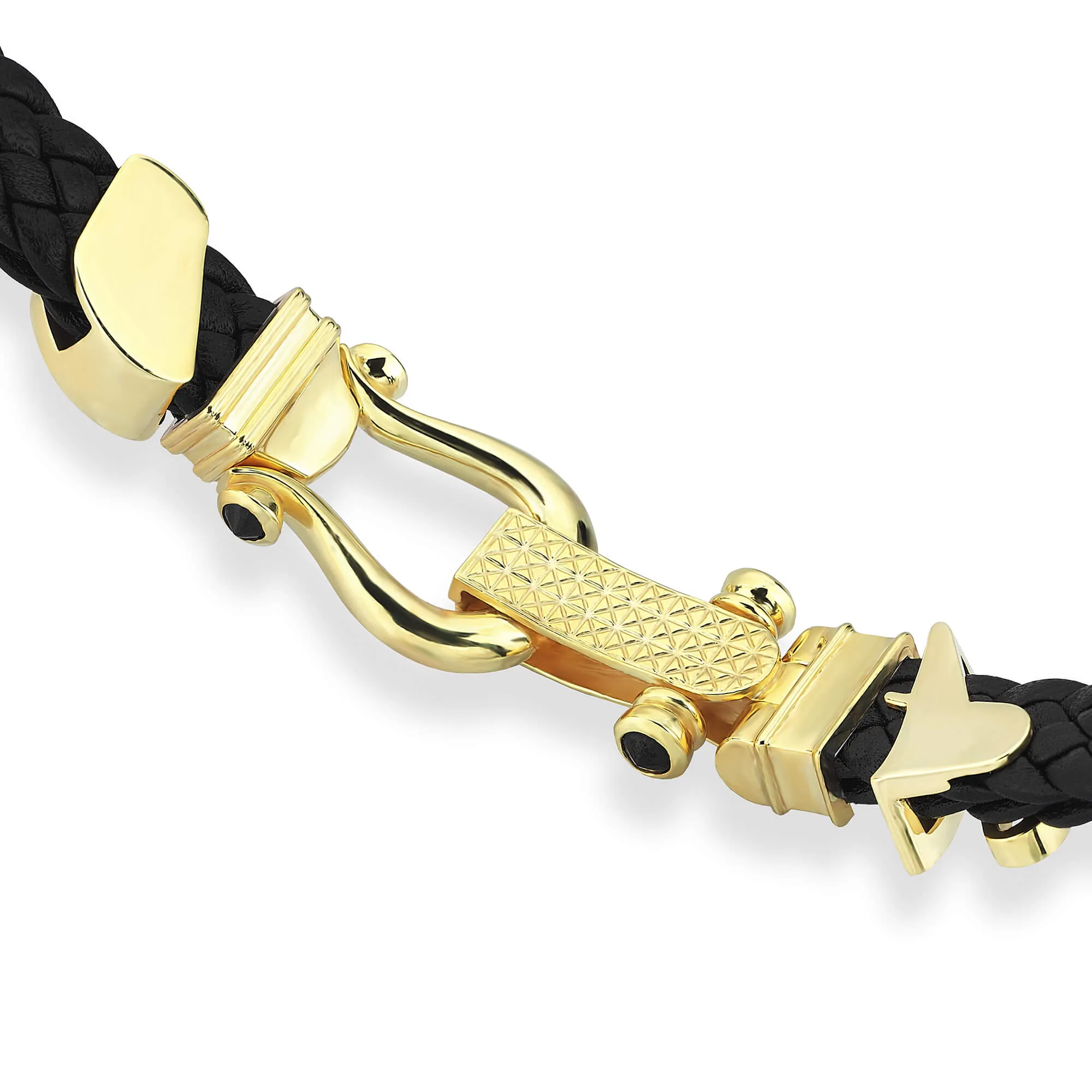 Iconic Leather Italic Statement Bracelet in Gold