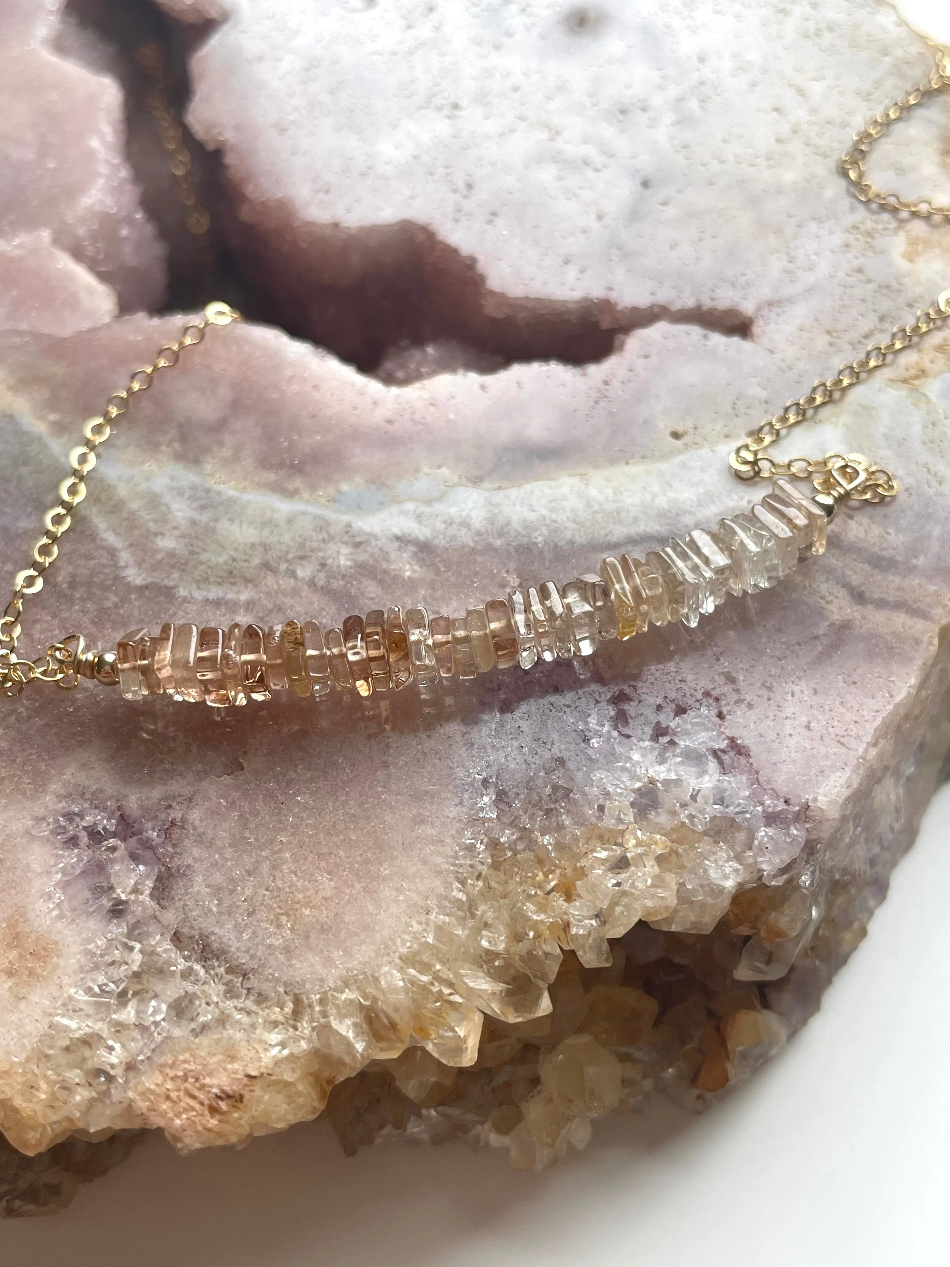 Imperial Topaz Crystal Necklace Silver or Gold November Birthstone Jewelry Gift