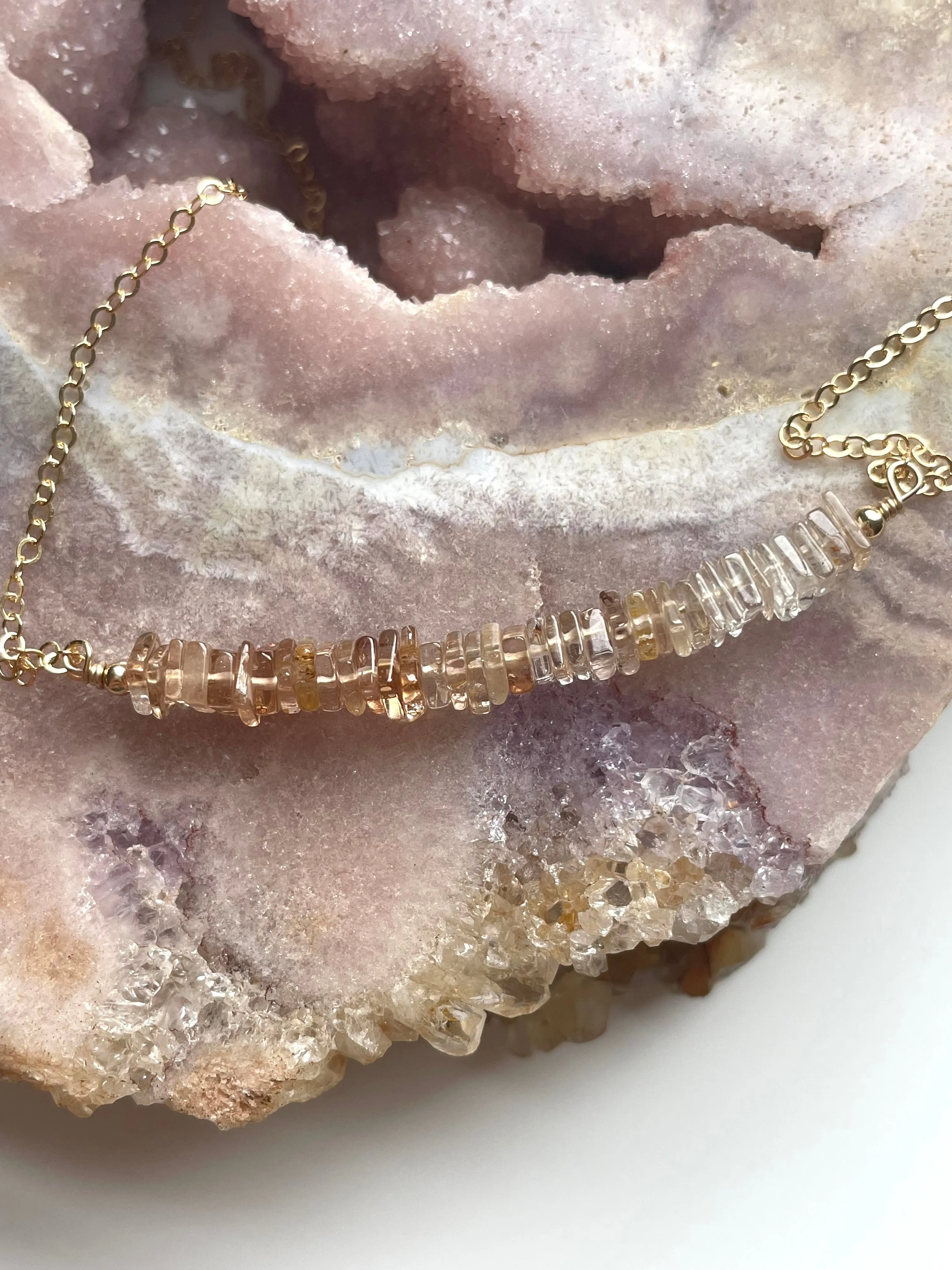 Imperial Topaz Crystal Necklace Silver or Gold November Birthstone Jewelry Gift