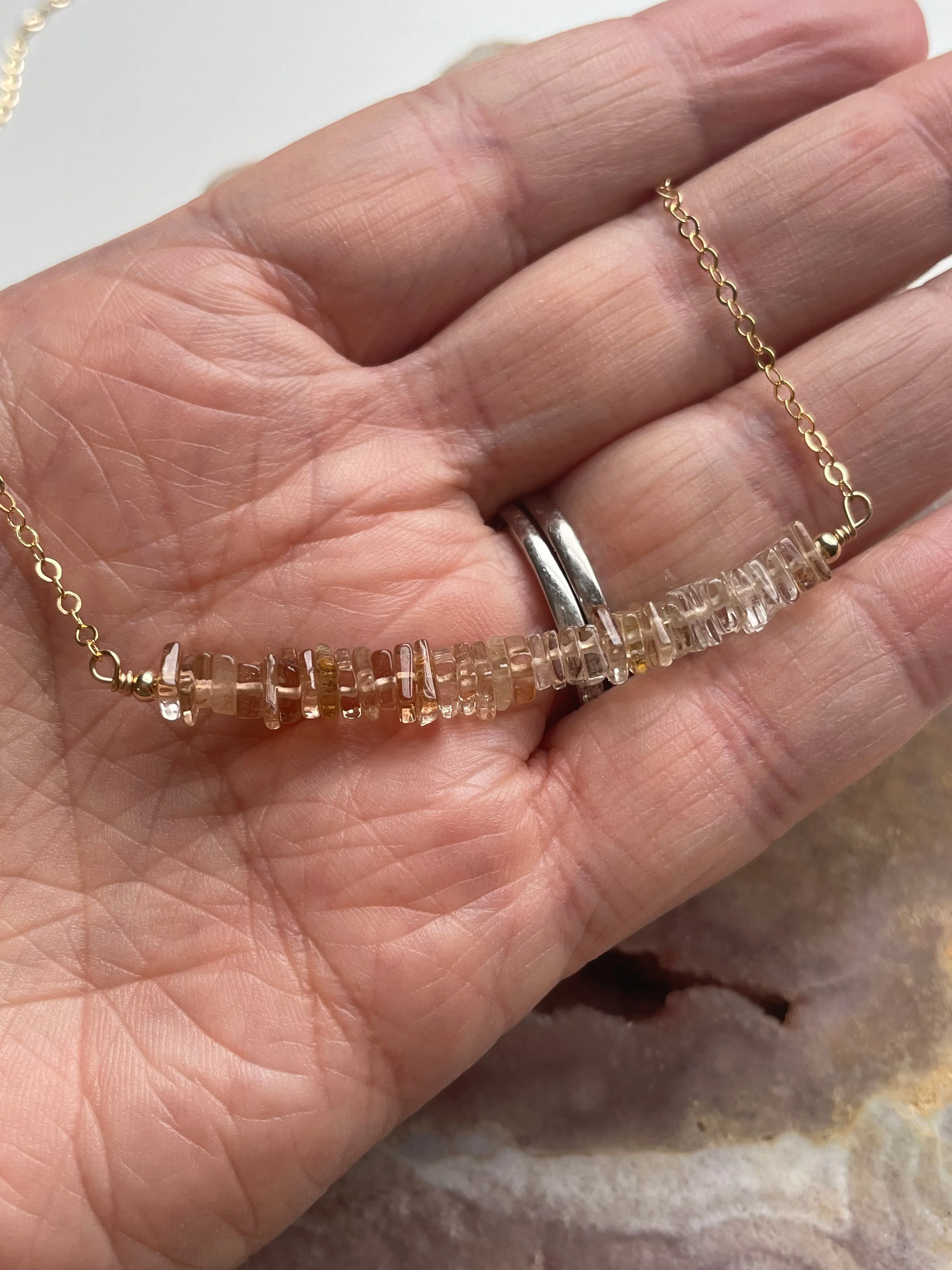 Imperial Topaz Crystal Necklace Silver or Gold November Birthstone Jewelry Gift