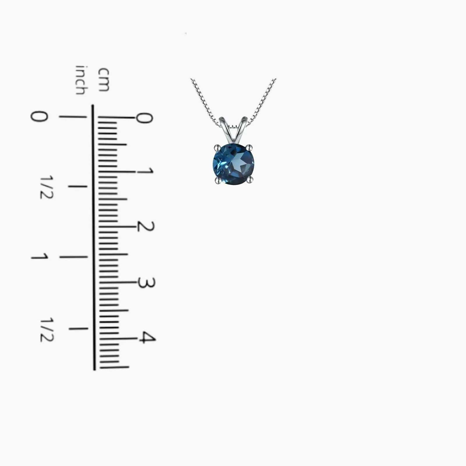 Irosk Round Cut Necklace in Sterling Silver -  London Blue Topaz