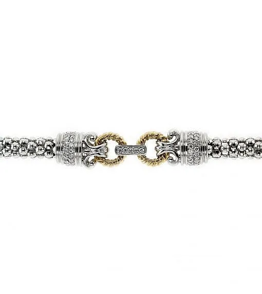 Italian Sterling Silver Bracelet with 0.75ct diamonds and 14K solid yellow gold accents