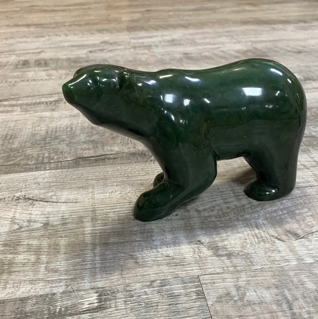 Jade walking polar bear, carved by David Wong