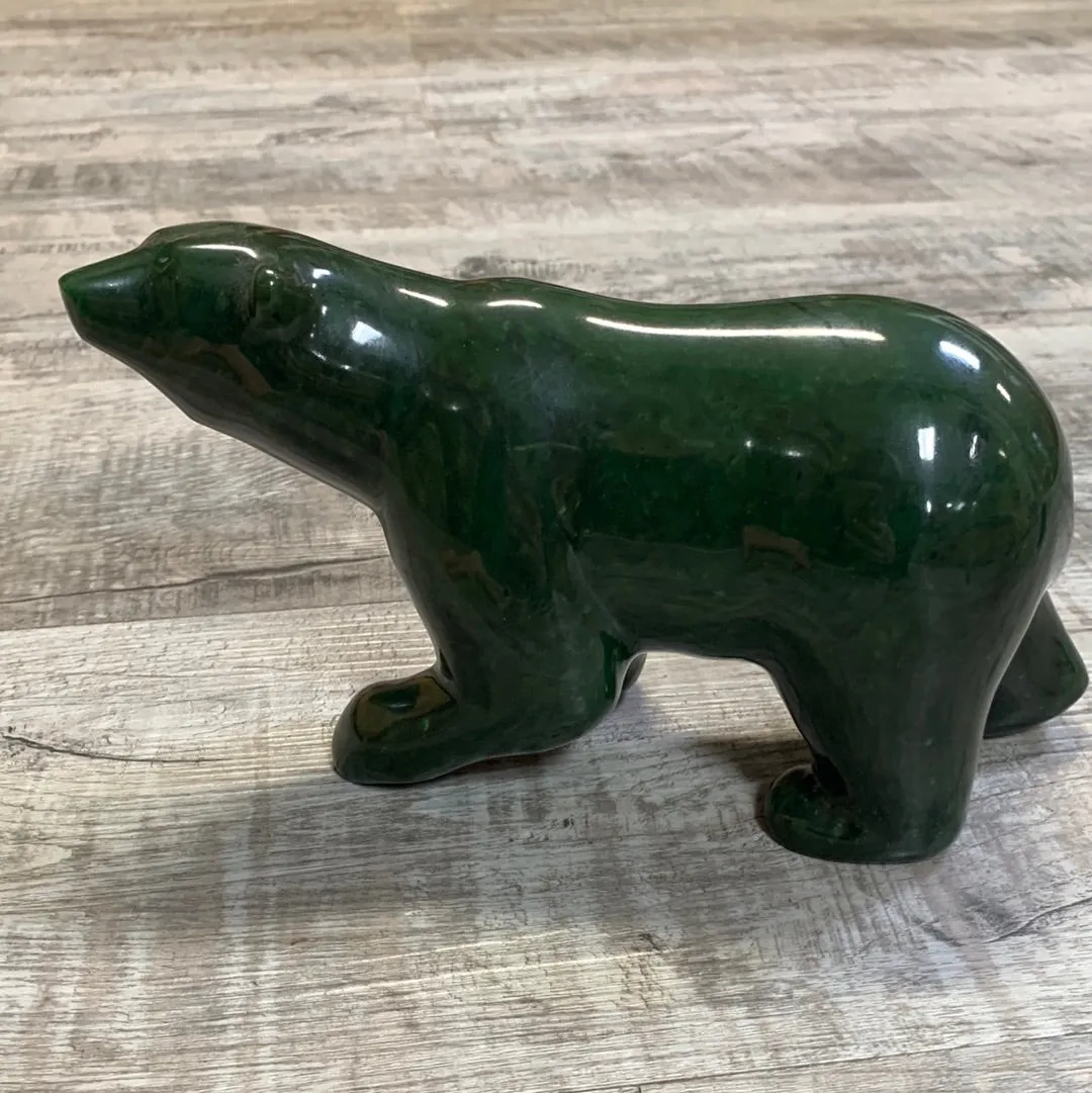 Jade walking polar bear, carved by David Wong