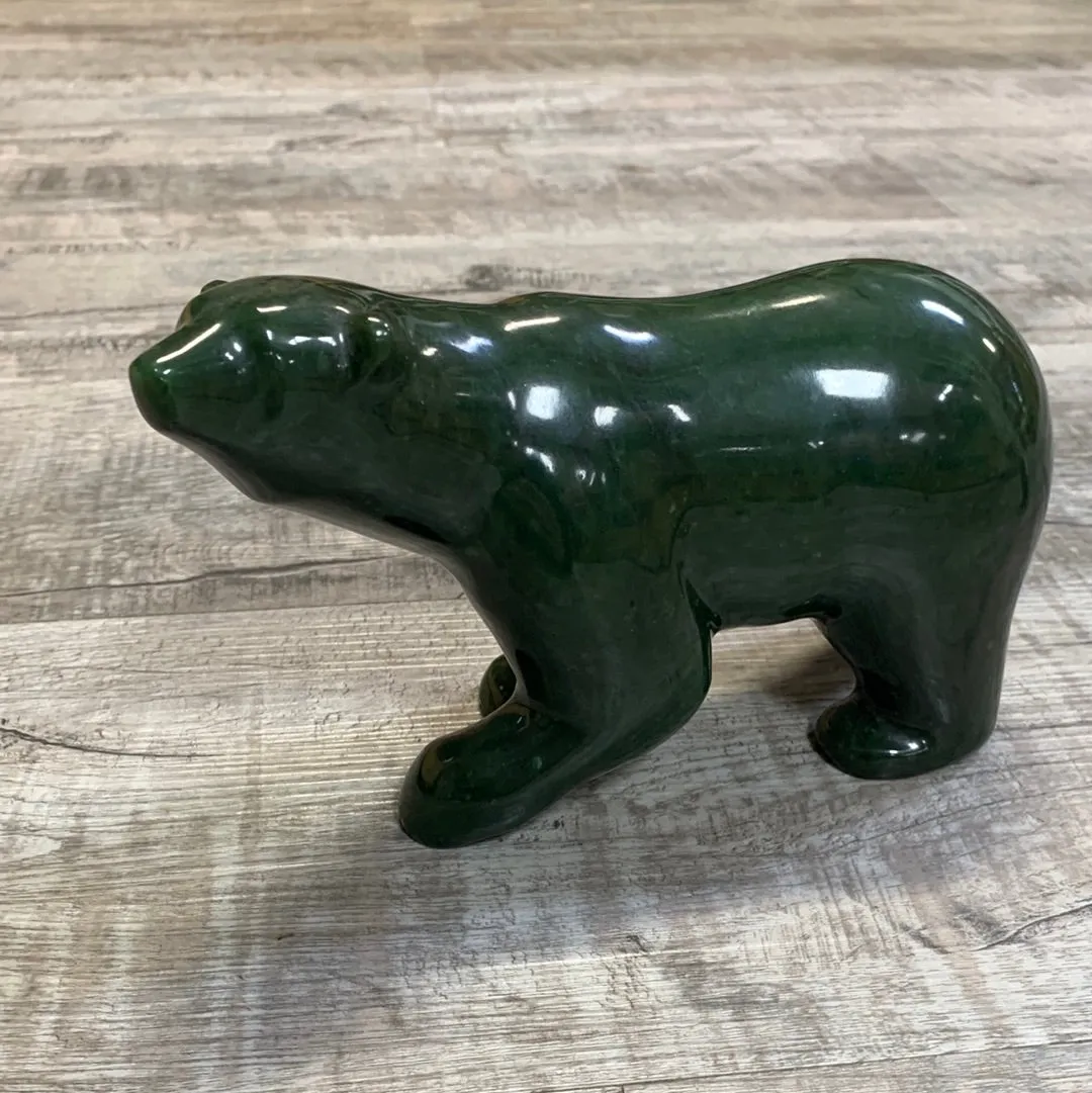 Jade walking polar bear, carved by David Wong