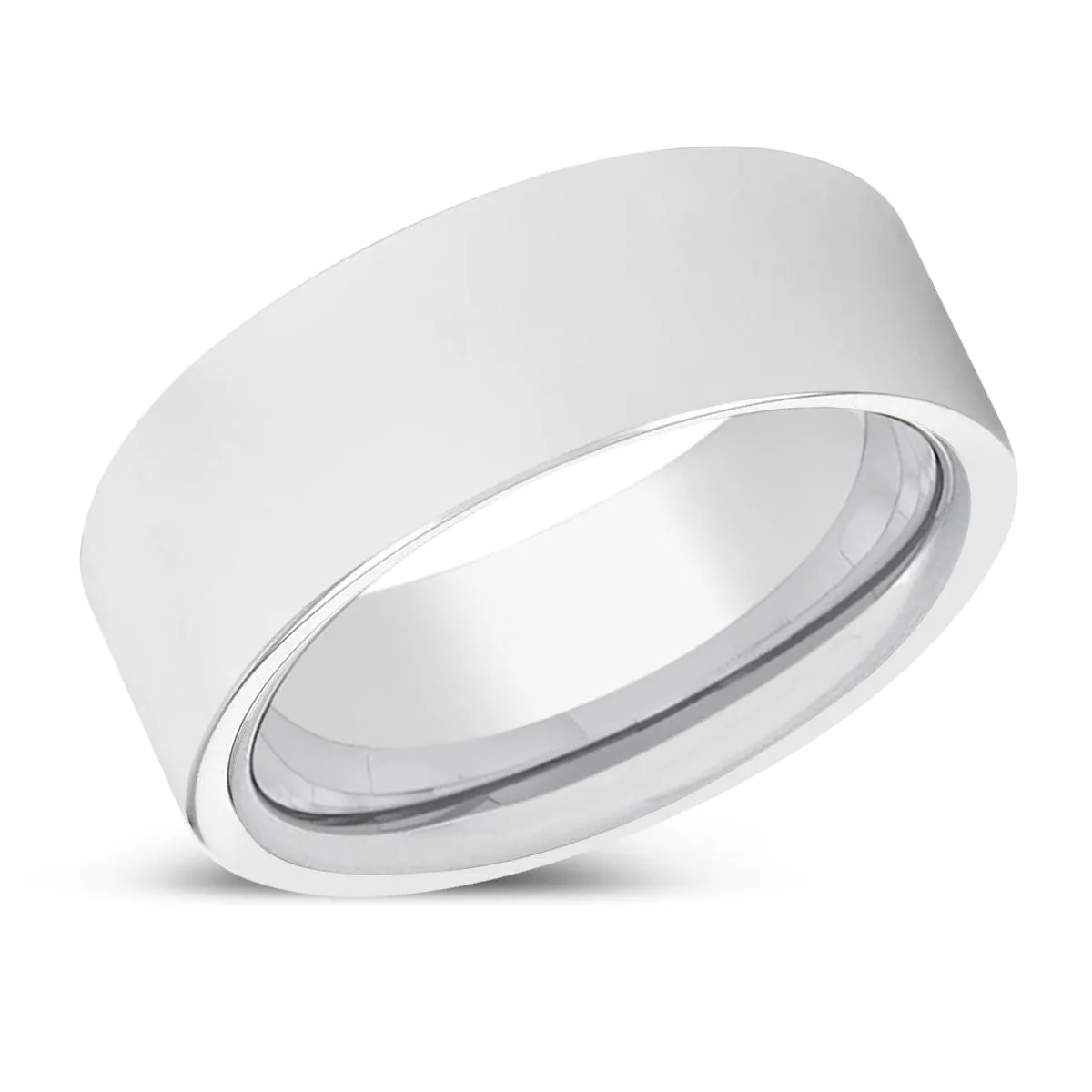 KALVIN | Silver Ring, Silver Tungsten Ring, Shiny, Flat