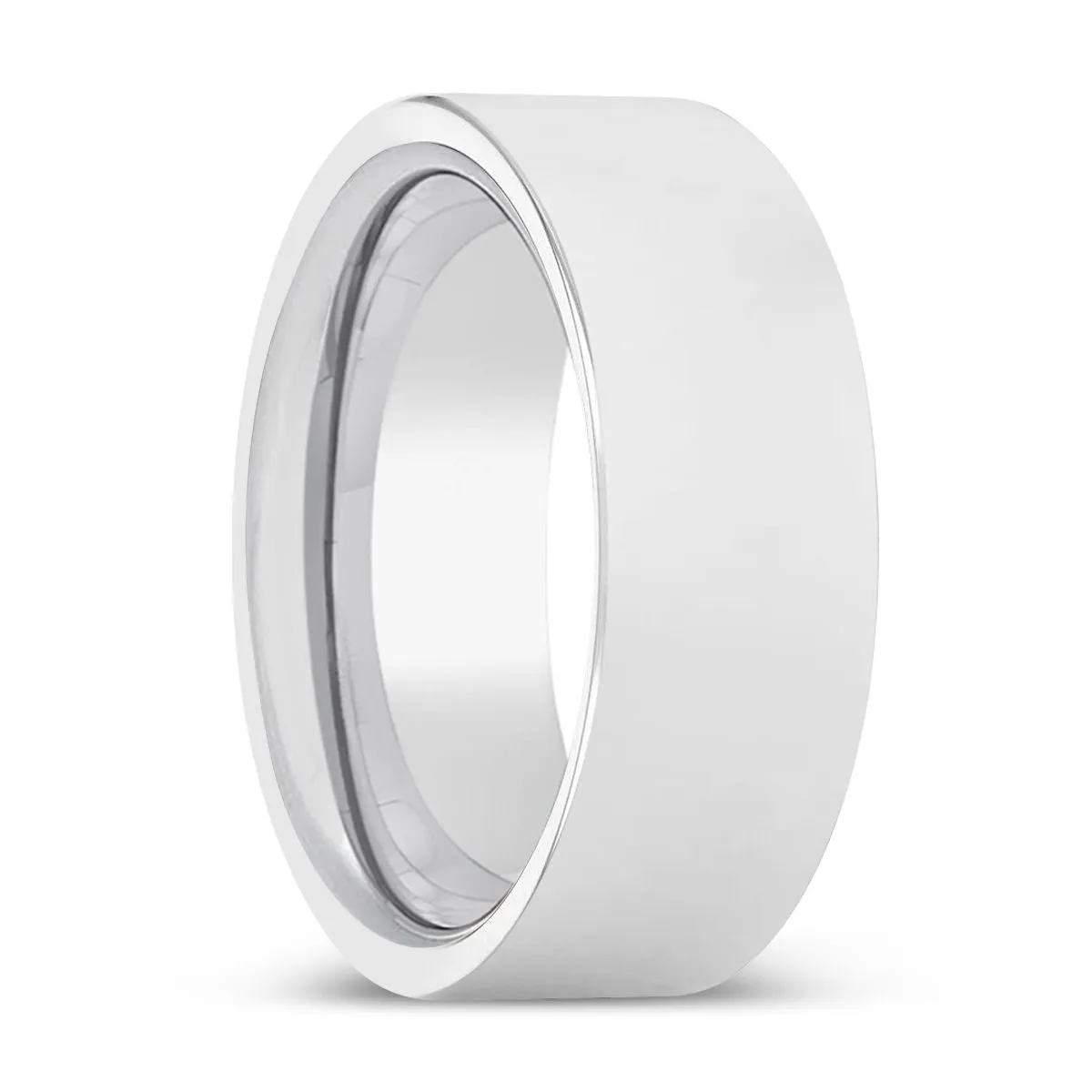 KALVIN | Silver Ring, Silver Tungsten Ring, Shiny, Flat